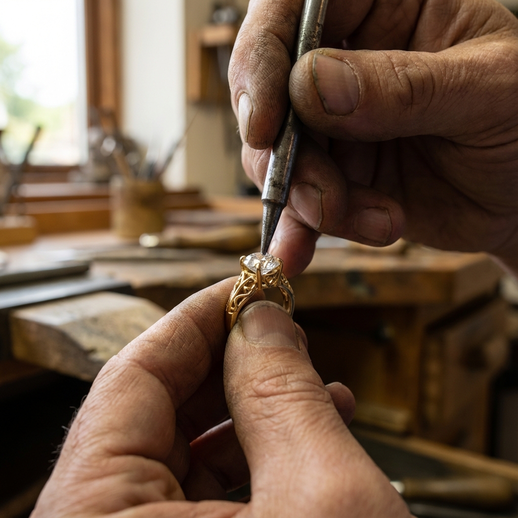 Jeweler working on a ring